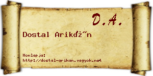 Dostal Arikán névjegykártya